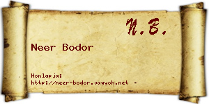 Neer Bodor névjegykártya